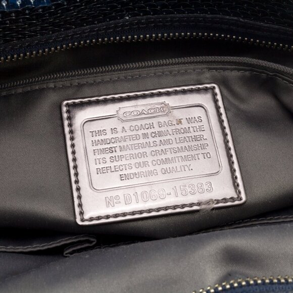 Coach Poppy Blue Sequin Spotlight Purse w/ Disco Ball Bag Charm XL - Picture 7 of 9